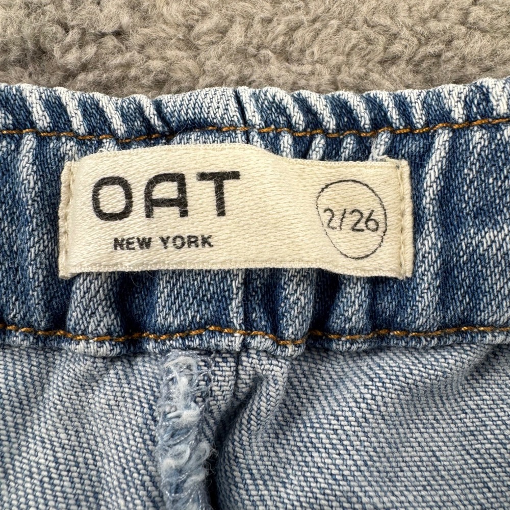 OAT New York Cloud Luxe Denim Wide Leg Elastic Waist Pants Light Wash Size 2 26 - Picture 2 of 10